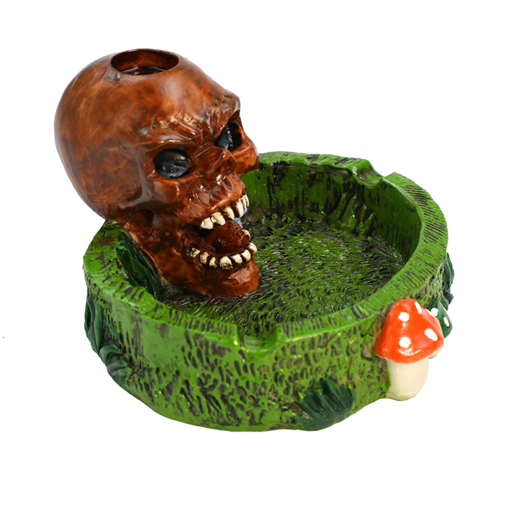 Indoor outdoor cool funny custom skull head smoking ashtrays for cigarettes fancy ash tray for home office decoration