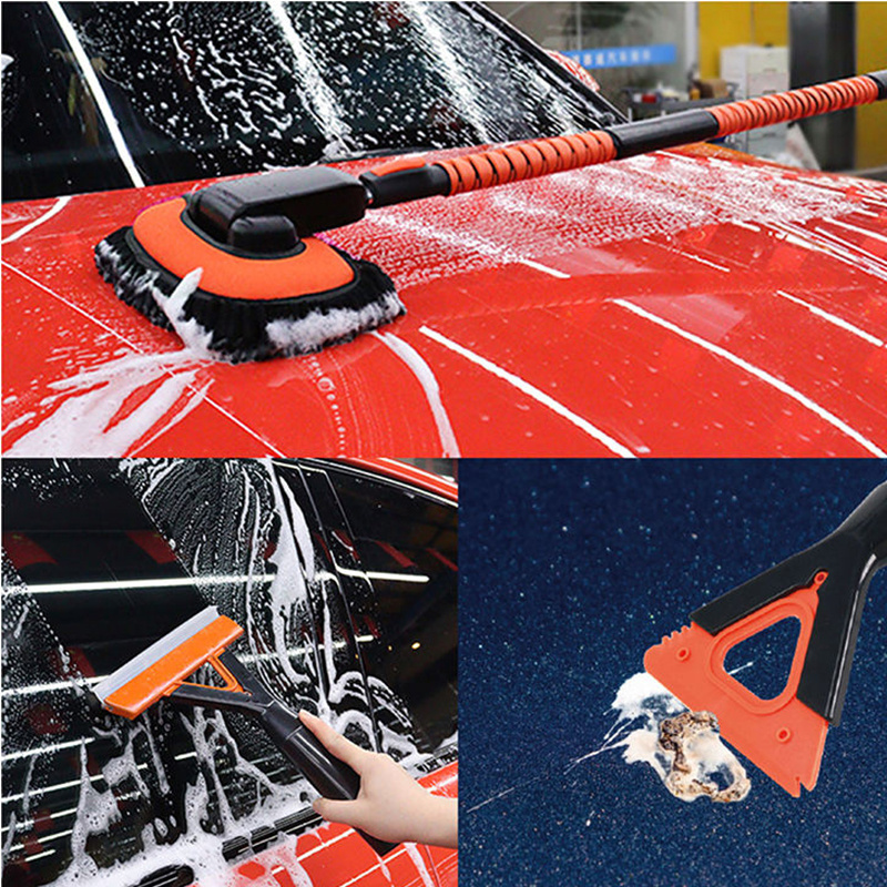 Car Care Detachable Brush Microfiber Washing Cloth Foldable With Car Windshield Snow Shovel Ice Scraper