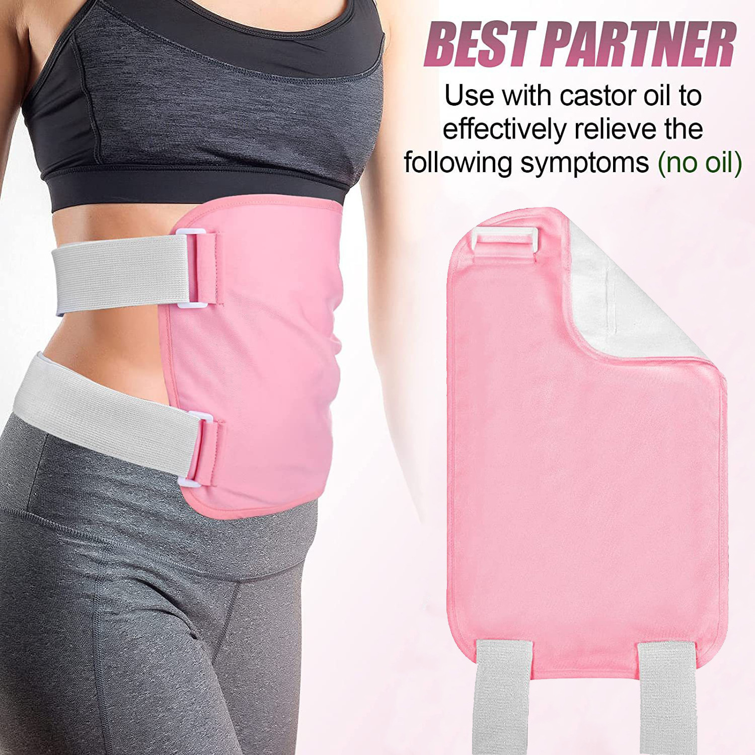 Hot selling Toxin Remover Castor Adjustable and Elastic Compression Oil Pack Reusable Wrap Belt