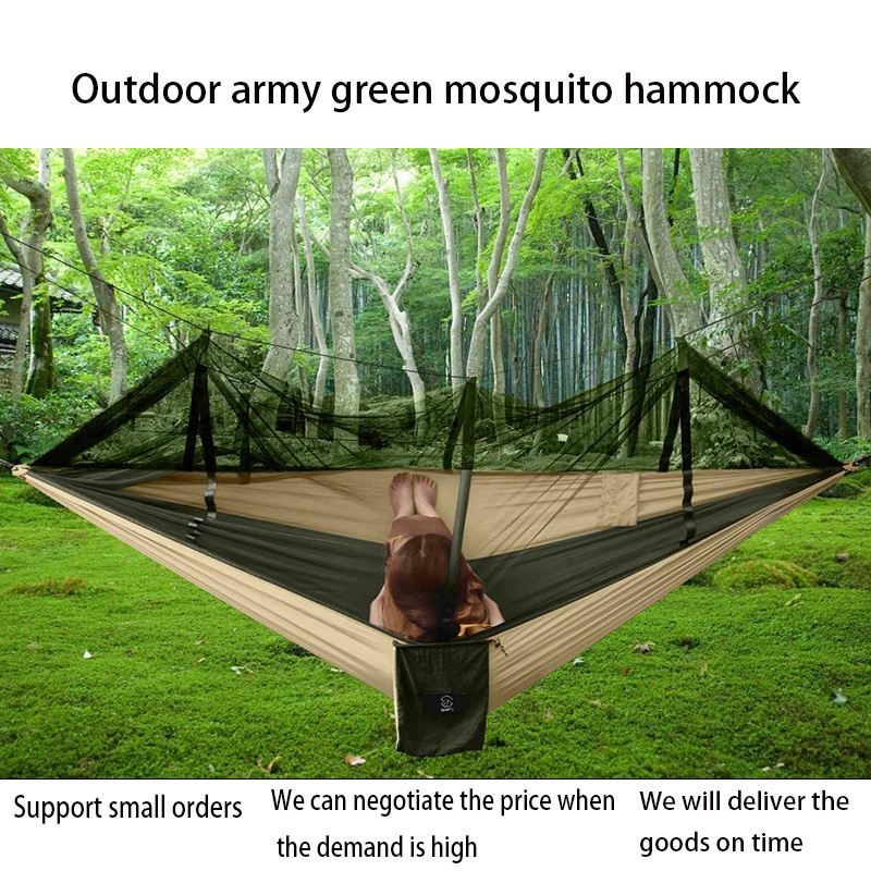 Anti-mosquito Anti-ant Portable Hammock 2024 Hot Outdoor Mountain Camping Beach Travel Explosion Adult Army Green Hiking OEM ODM