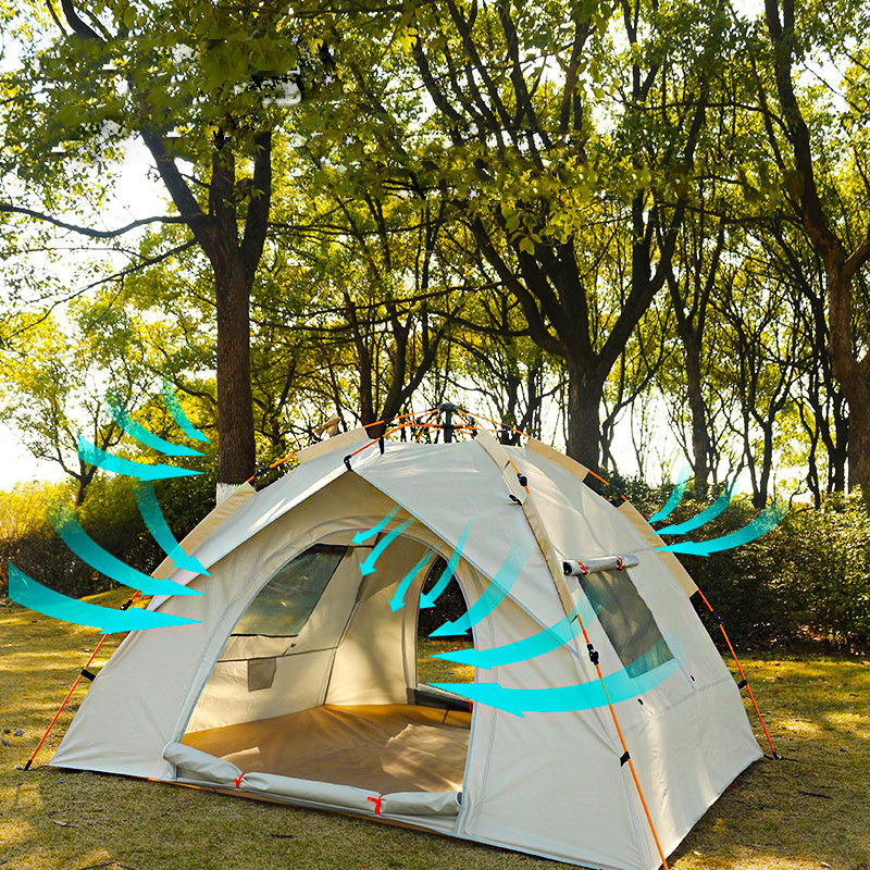 Tent Outdoor Portable Folding Fully Automatic Camping Beach Quick Opening Camping Silver Adhesive Coating Thickened Rainproof