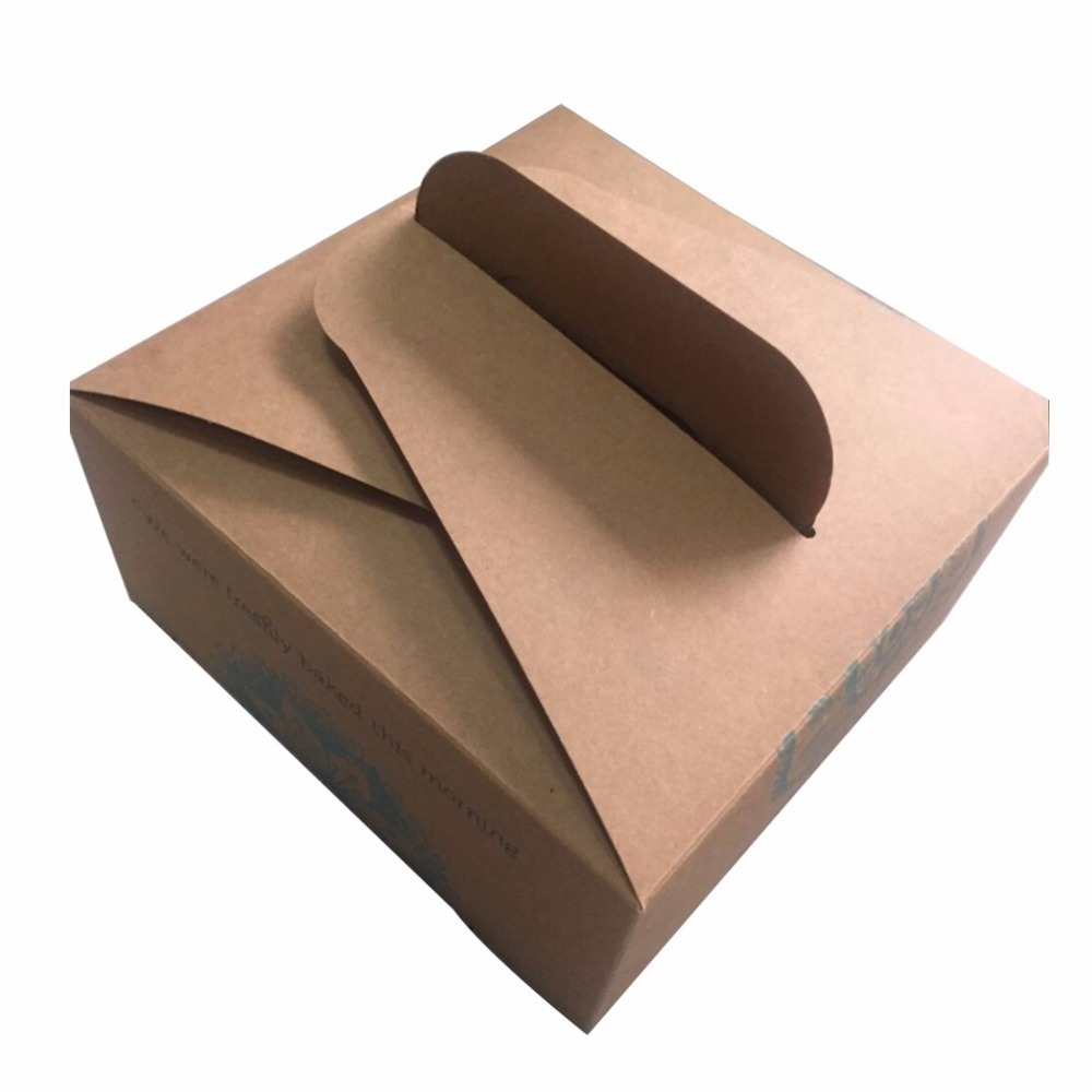 High Grade Custom Square Wax Coated Paper Cardboard Lunch Food Packaging Box with Handle