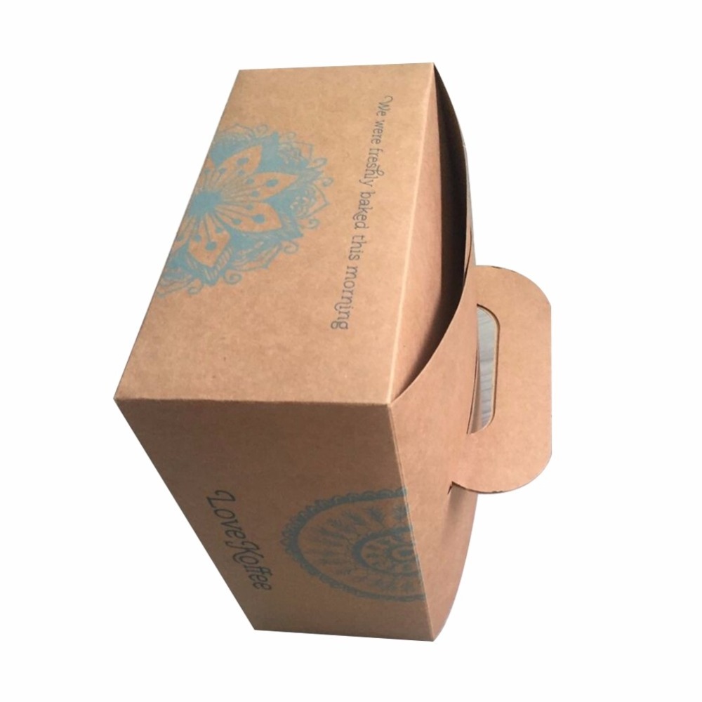 High Grade Custom Square Wax Coated Paper Cardboard Lunch Food Packaging Box with Handle