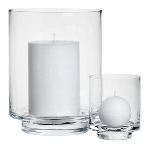 Customize Cylinder Large Size Vase Shape Wind Lamp Glass Candle Holder 19-20cm Tall Round Glass Candle Holder