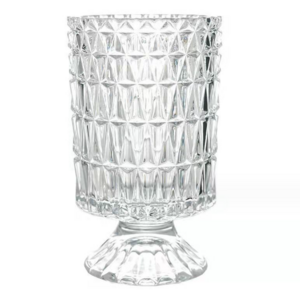 European Style High Foot Embossed Glass Vase Living Room Decorative Glassware Clear Flower Arrangement Hydroponic Vase