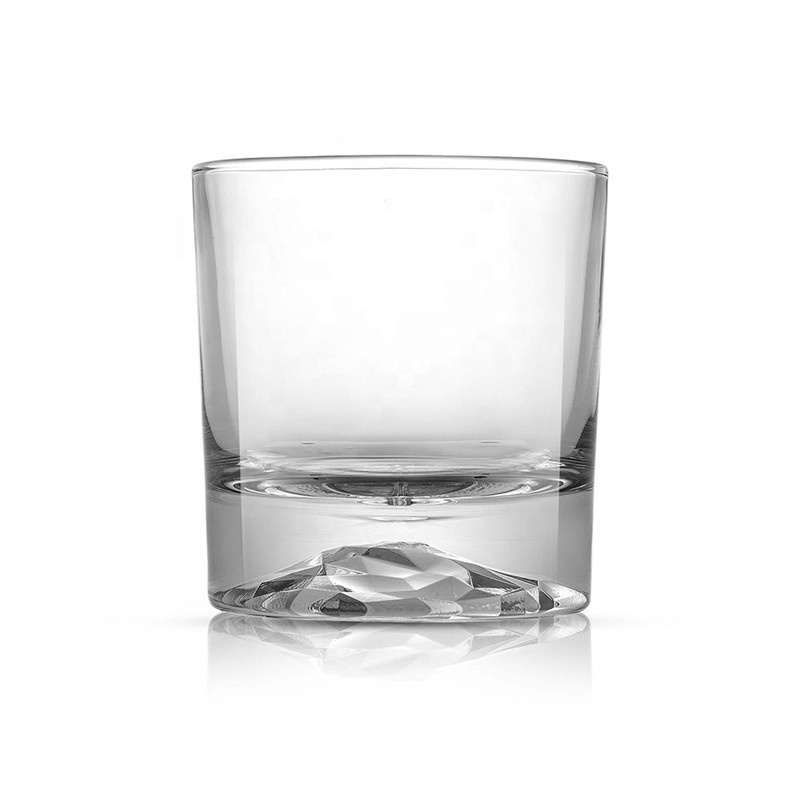 Thick Bottom Old Fashioned Rock Glass Whiskey Crystal Drinking Glassware Embossed Mountain Whiskey Glass