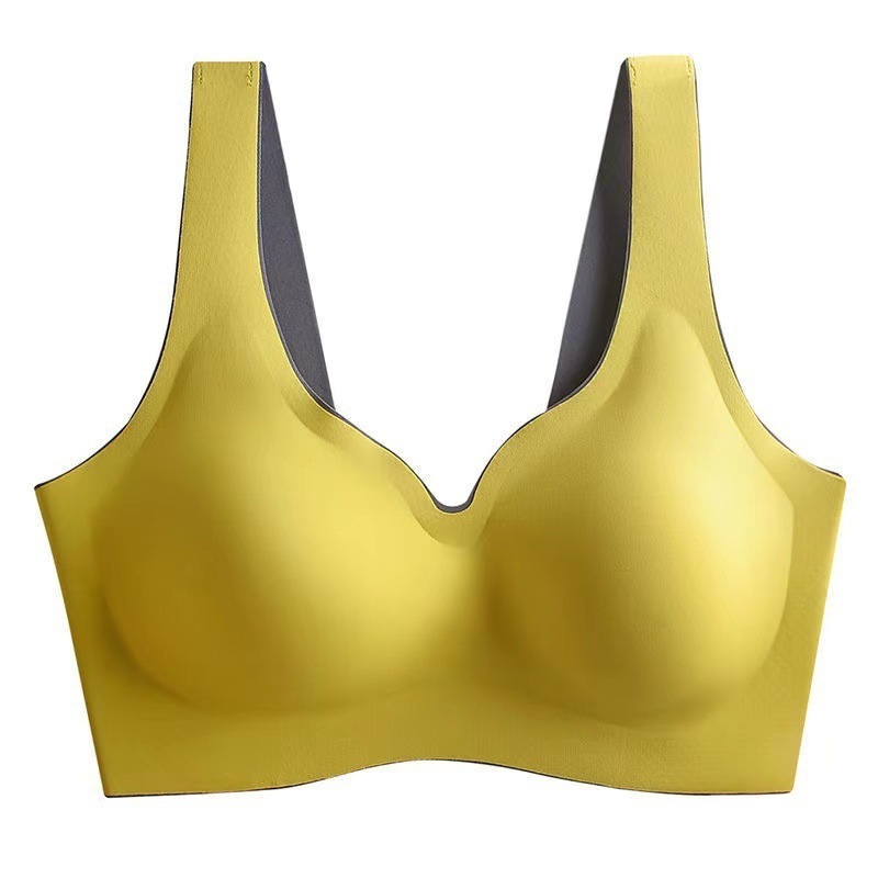 Thailand latex sports genie bra one piece seamless vest bra large size beauty back bra