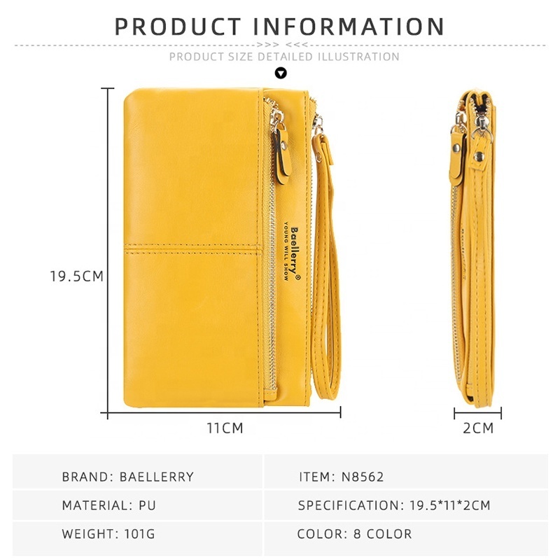 Touch Screen Waterproof Money Clip Women Long Wallet Clutch Bag Pu Leather Lady's Handbag Coin Purse