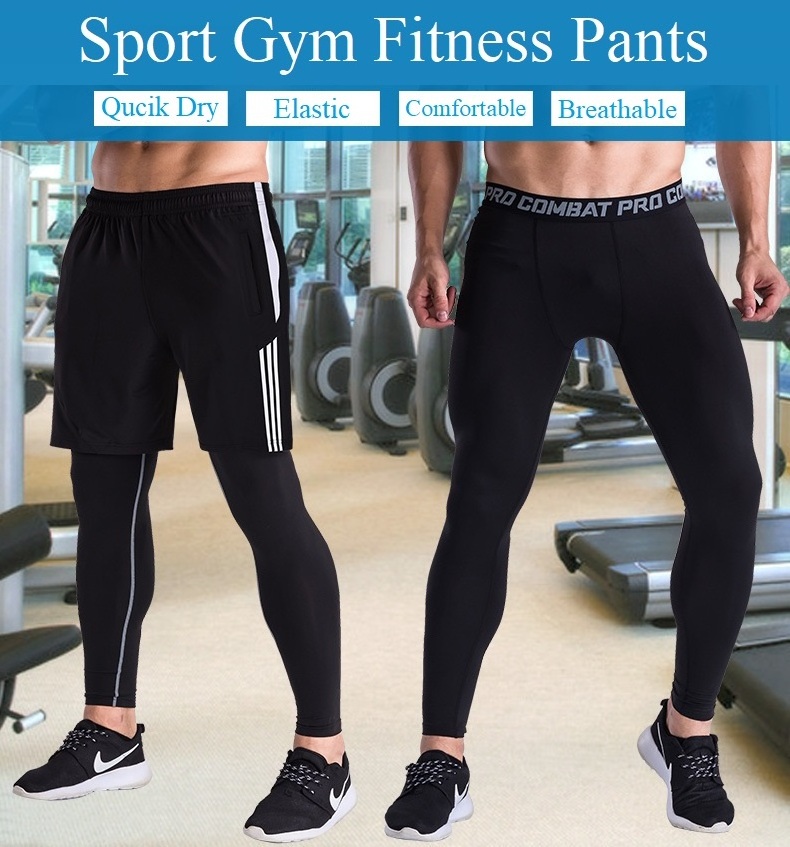 Men's Fitness Clothing Sportswear Black Fitness Tights Quick-drying Function