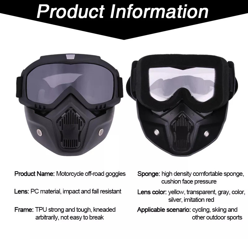 Hot Sales Safety Custom Sports Motocross Sunglasses Motorcycle Riding Goggles with Mask