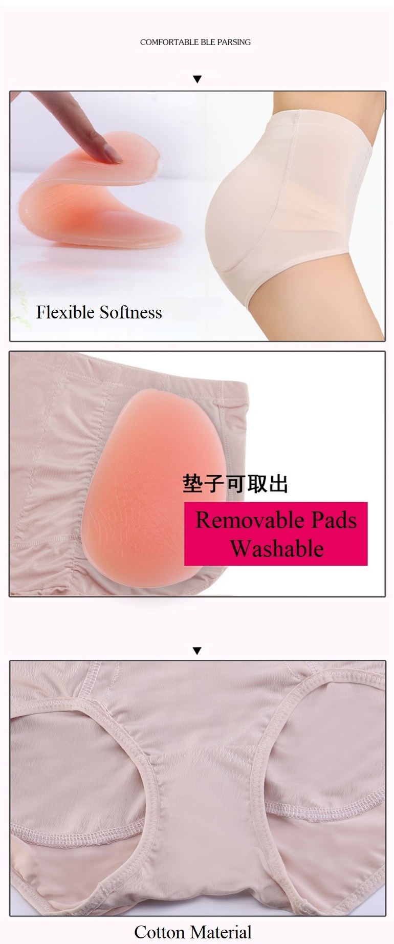 Promotion Hot Sell Sexy Women Silicone Buttock Pad Hip Enhancer Buttocks Padded Panties