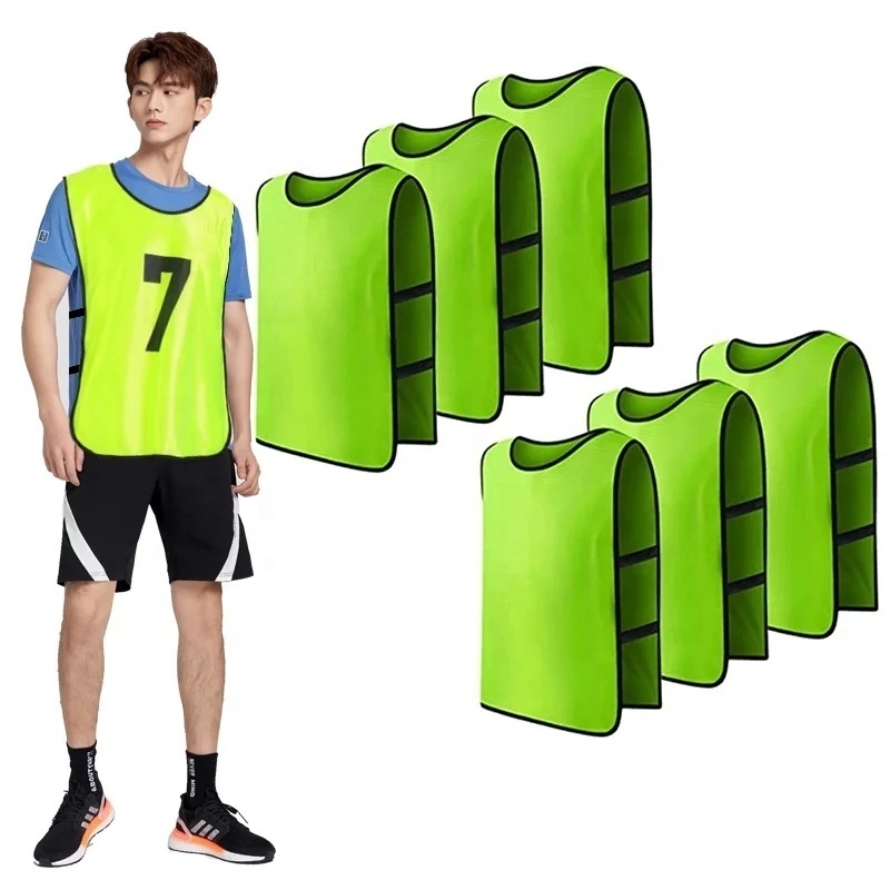 Custom Logo Print Soccer Training Vest 100% Polyester Quick Drying Football Sleeveless Bibs Jersey