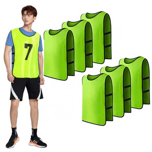 Custom Logo Print Soccer Training Vest 100% Polyester Quick Drying Football Sleeveless Bibs Jersey