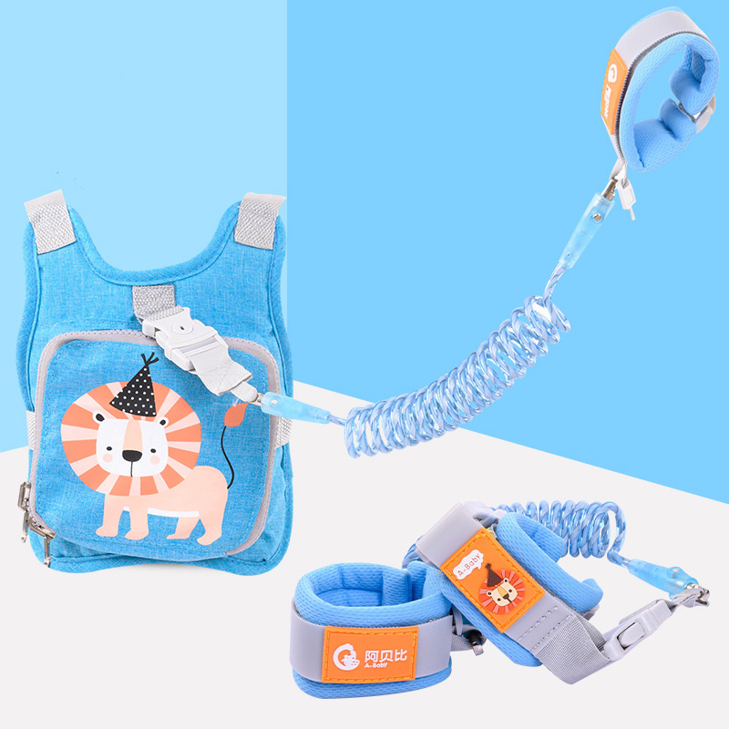 High Quality Steel Spring Leash Children Wrist Traction Rope Anti Lost Safety Walking Harness Leash Backpack with Safety Lock