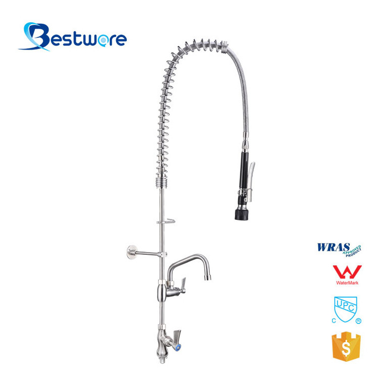 Thermostatic Kitchen Sink Water Faucet Stainless Steel Dishwasher Spout Double Outlet 2-Hole Installation UPC Faucet Parts