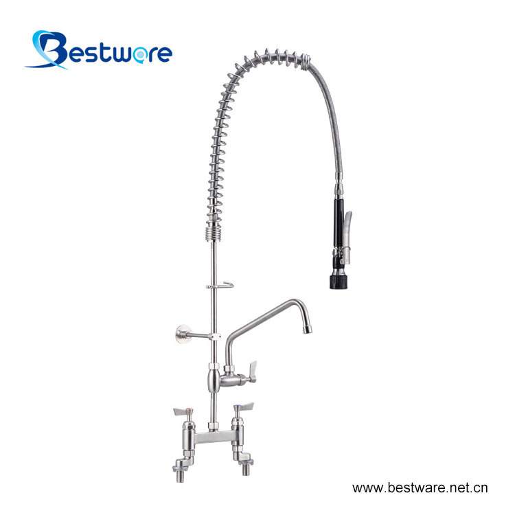 Classic Stainless Steel Pull down Kitchen Faucet 360 Degrees Spray Head 2-Hole Deck Mounted Basin Sink Commercial Grade