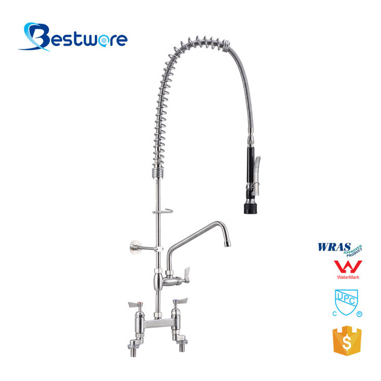 Classic Stainless Steel Pull down Kitchen Faucet 360 Degrees Spray Head 2-Hole Deck Mounted Basin Sink Commercial Grade