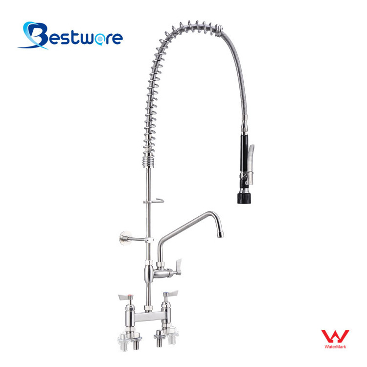 Classic Stainless Steel Pull down Kitchen Faucet 360 Degrees Spray Head 2-Hole Deck Mounted Basin Sink Commercial Grade