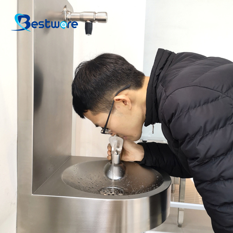 Self Closing Public Water Drinking Station Bottle Filler Wall Mounted Faucet Sink Tap For Park