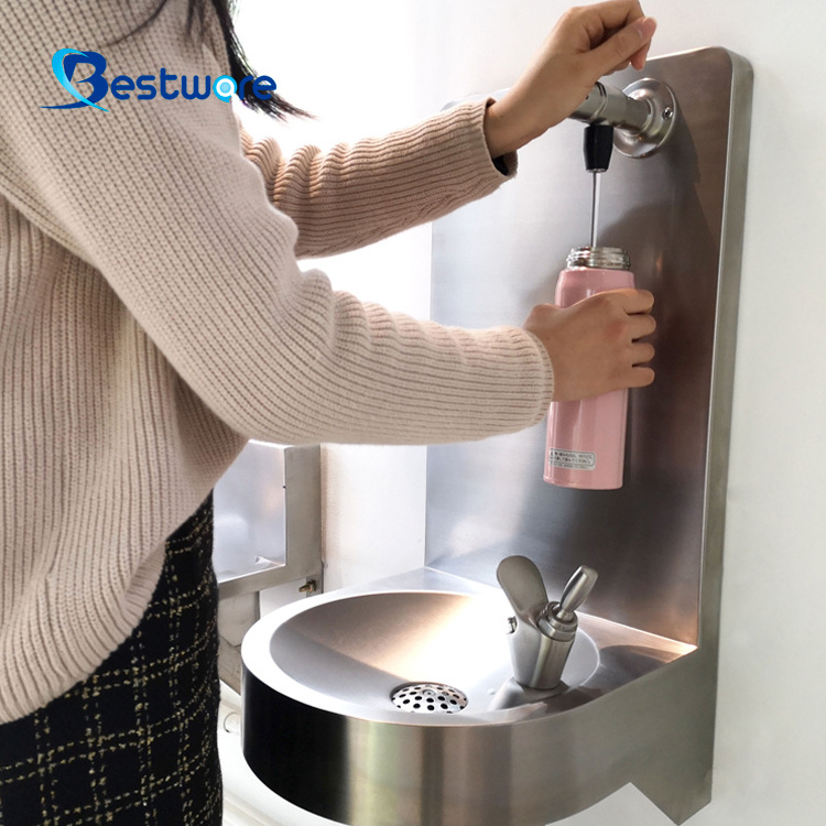 Self Closing Public Water Drinking Station Bottle Filler Wall Mounted Faucet Sink Tap For Park