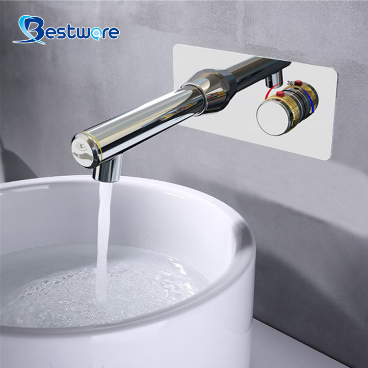 Stainless Steel Automatic Sensor Tap High Quantity Wall Mounted Single-Hole Basin Faucet for Bathroom Use