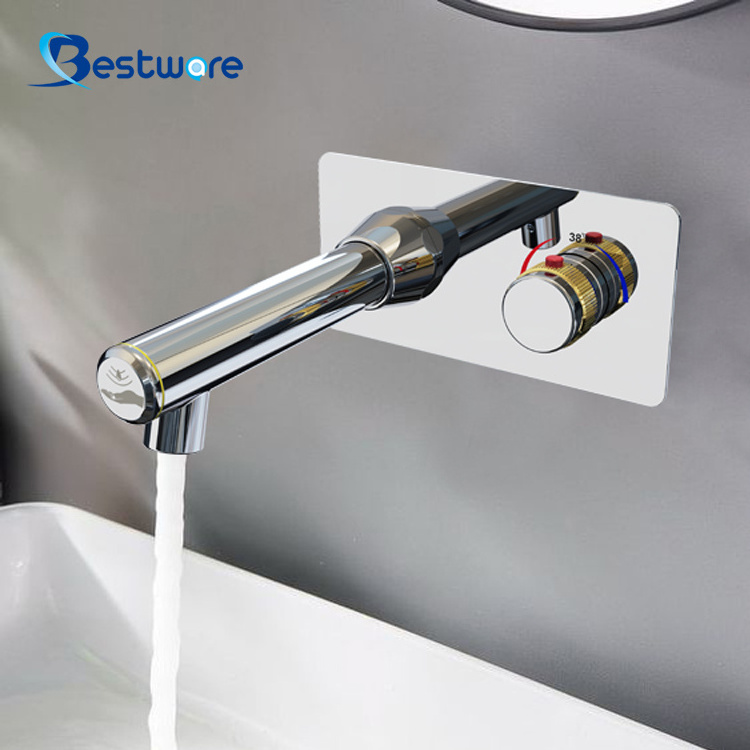 Stainless Steel Automatic Sensor Tap High Quantity Wall Mounted Single-Hole Basin Faucet for Bathroom Use