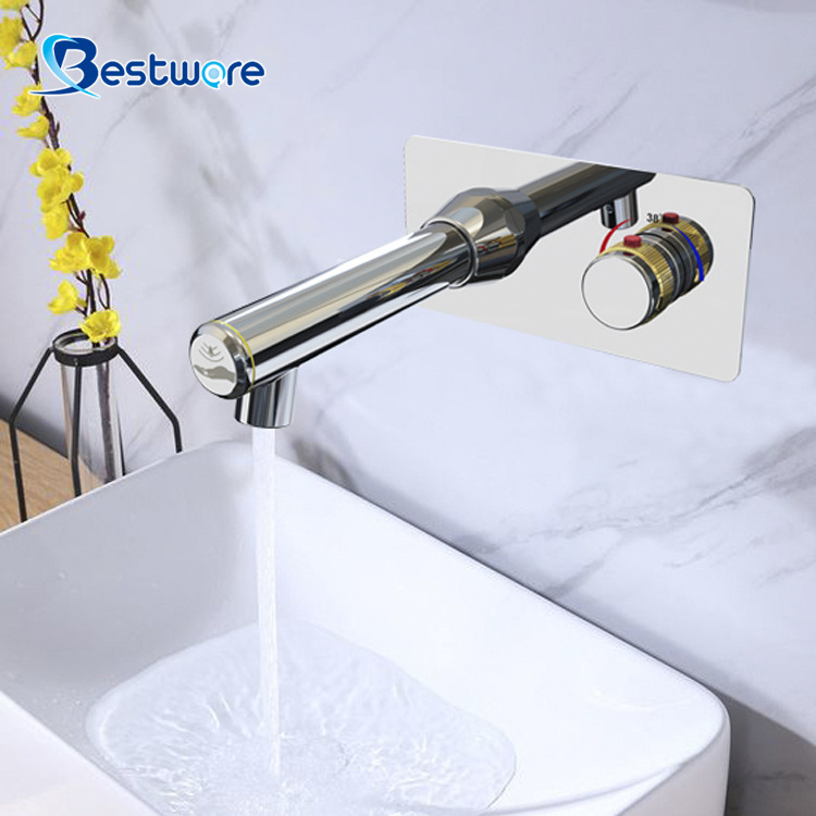 Stainless Steel Automatic Sensor Tap High Quantity Wall Mounted Single-Hole Basin Faucet for Bathroom Use