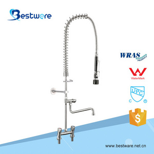 New Classic Commercial Kitchen Faucet Stainless Steel Pull out with Pull down Spray Deck Mounted Thermostatic Brushed Style