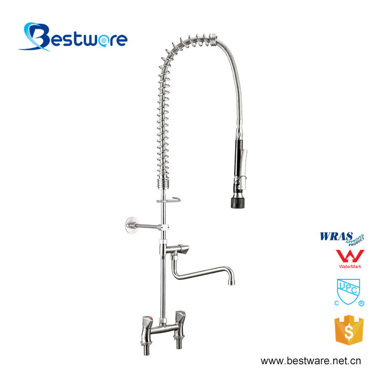 New Classic Commercial Kitchen Faucet Stainless Steel Pull out with Pull down Spray Deck Mounted Thermostatic Brushed Style