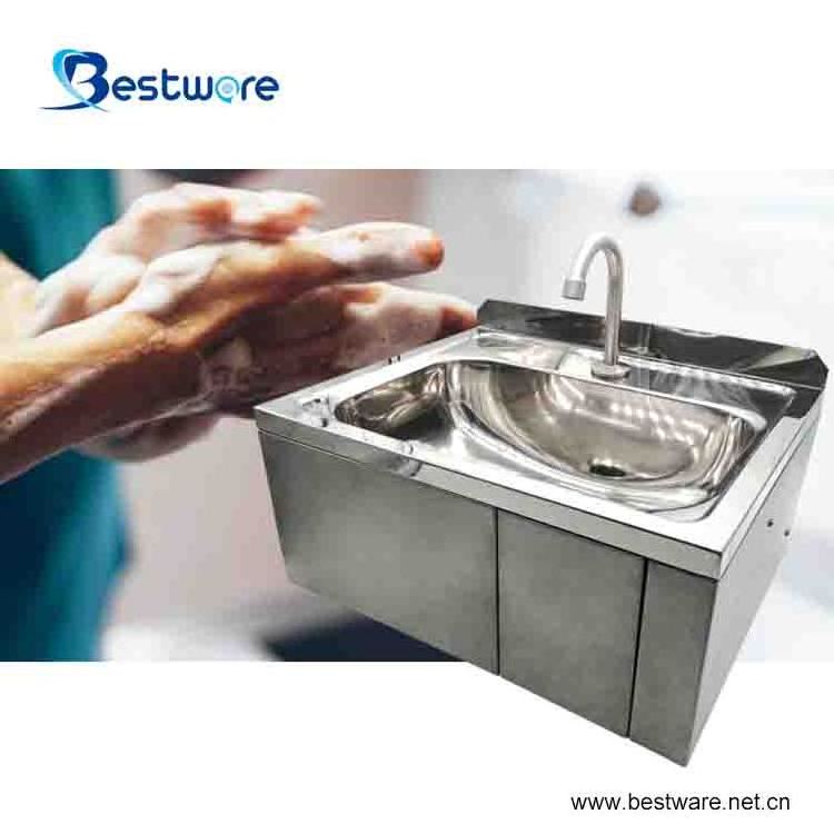 Farm Restaurant Dishes Catering Hand Wash Stainless Steel Hands Free Basin Wall Mounted Knee Operated Sink