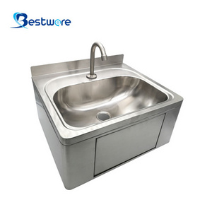 Farm Restaurant Dishes Catering Hand Wash Stainless Steel Hands Free Basin Wall Mounted Knee Operated Sink