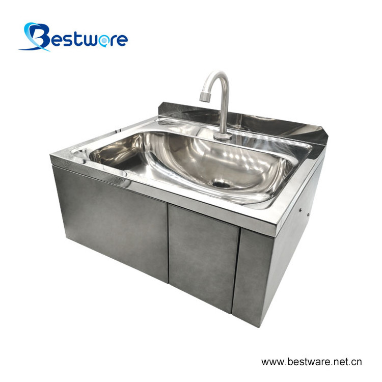 Farm Restaurant Dishes Catering Hand Wash Stainless Steel Hands Free Basin Wall Mounted Knee Operated Sink