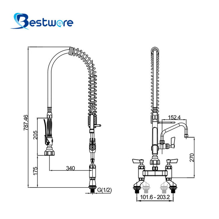 Heavy Duty High Pressure Dishwasher Double Handle Kitchen Faucet