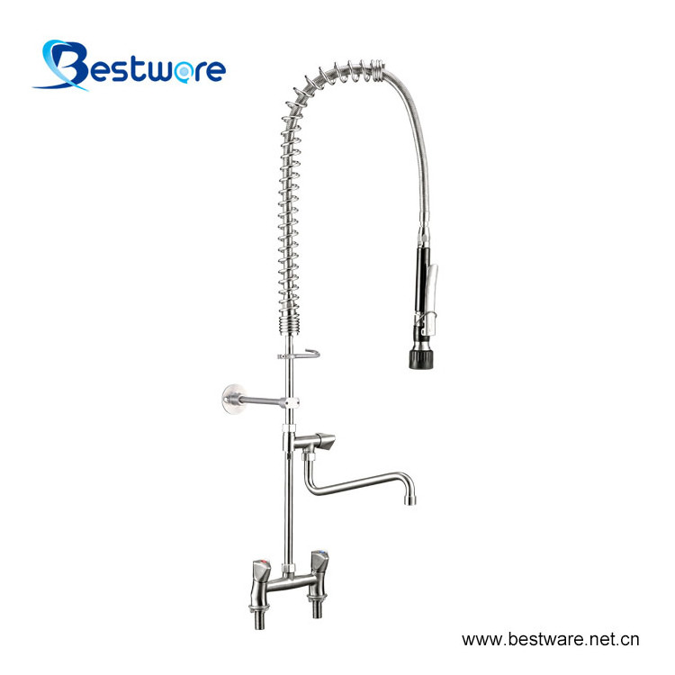 New Classic Commercial Kitchen Faucet Stainless Steel Pull out with Pull down Spray Deck Mounted Thermostatic Brushed Style