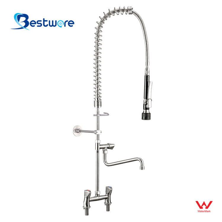 New Classic Commercial Kitchen Faucet Stainless Steel Pull out with Pull down Spray Deck Mounted Thermostatic Brushed Style