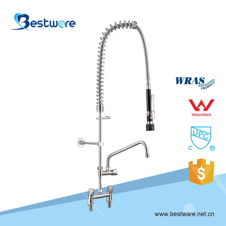 Classic European Goose Neck Bronze Brass Water Basin Faucet Stainless Steel Valve Core for Cold Pre Rinse Commercial Kitchen