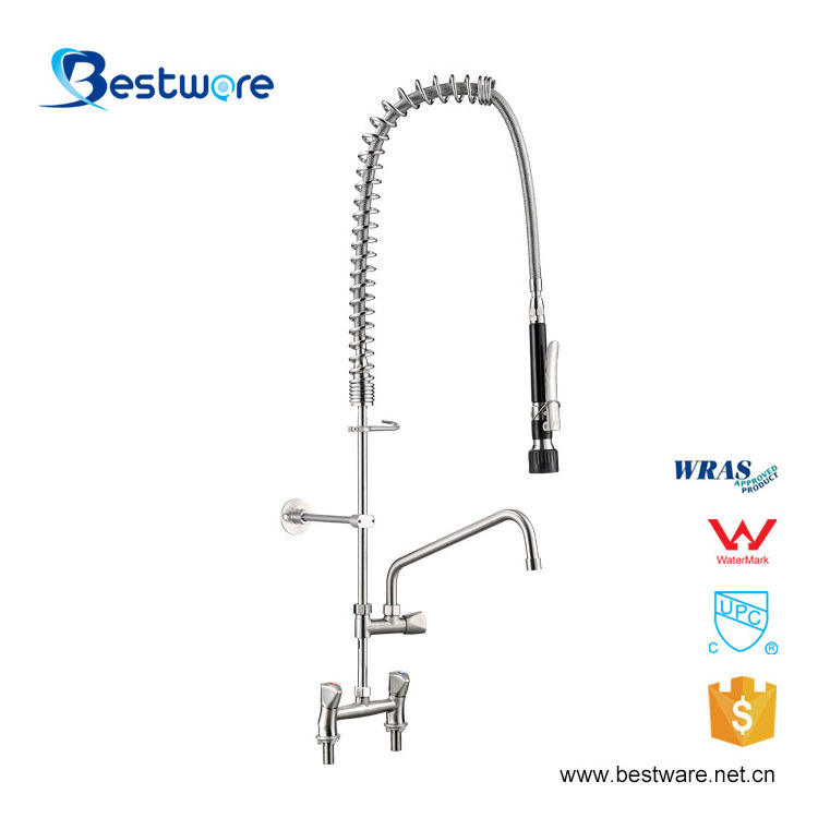 Classic European Goose Neck Bronze Brass Water Basin Faucet Stainless Steel Valve Core for Cold Pre Rinse Commercial Kitchen