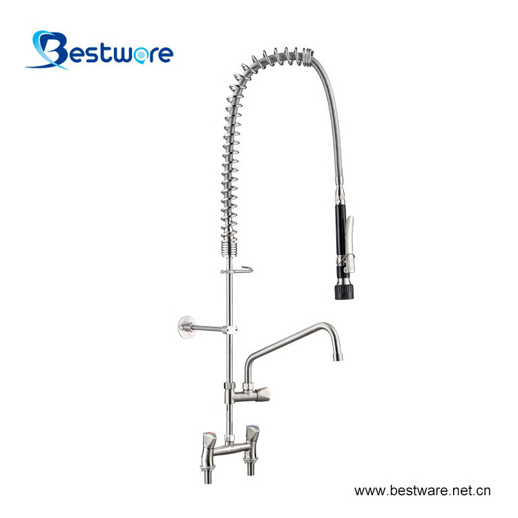 Classic European Goose Neck Bronze Brass Water Basin Faucet Stainless Steel Valve Core for Cold Pre Rinse Commercial Kitchen