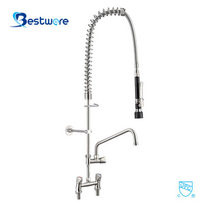 Classic European Goose Neck Bronze Brass Water Basin Faucet Stainless Steel Valve Core for Cold Pre Rinse Commercial Kitchen