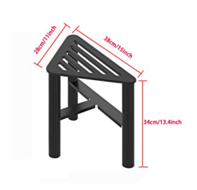 Metal Black Shower Foot Rest Bench with Storage Shelf, Bathroom Bench Seat Shower Stool for Shaving Legs Non-Slip Shower Chair