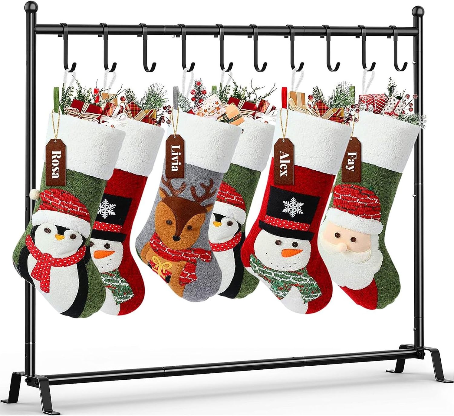 Christmas Stocking Holder Stand with 10 Hooks, 45 