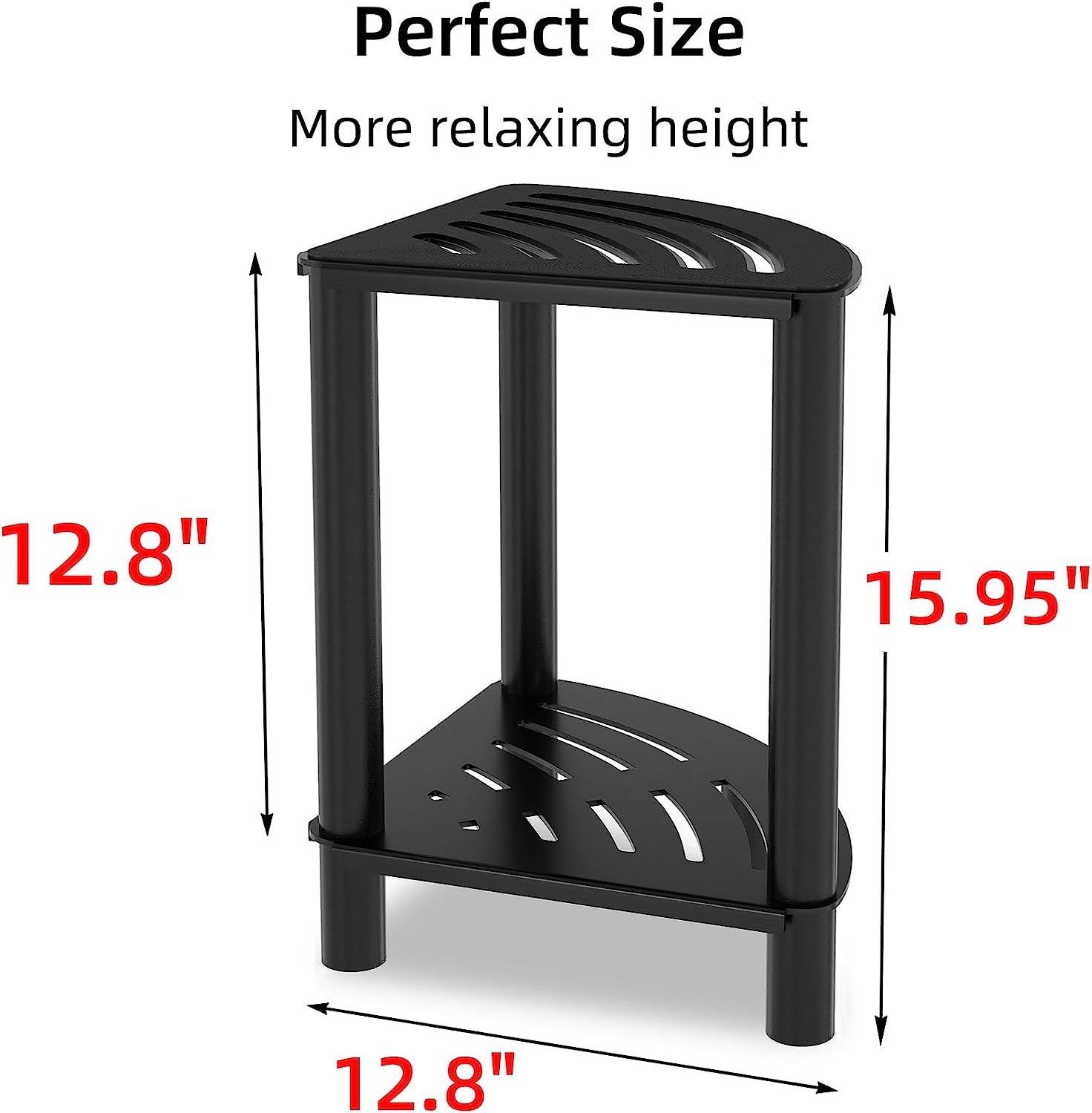 Metal Black Shower Foot Rest Bench with Storage Shelf, Bathroom Bench Seat Shower Stool for Shaving Legs Non-Slip Shower Chair