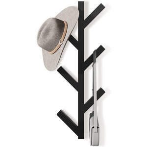 Vertical Coat Rack Wall Mounted 16 Inch, Metal Modern Wall Coat Tree for Hats, Jackets, Bags, Entryway Bedroom