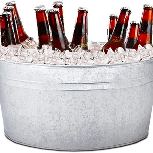 Custom Galvanized Party Champagne Ice Cooler Bucket With Logo Multifunctional Metal Beer Ice Bucket Tin Metal Tin Box