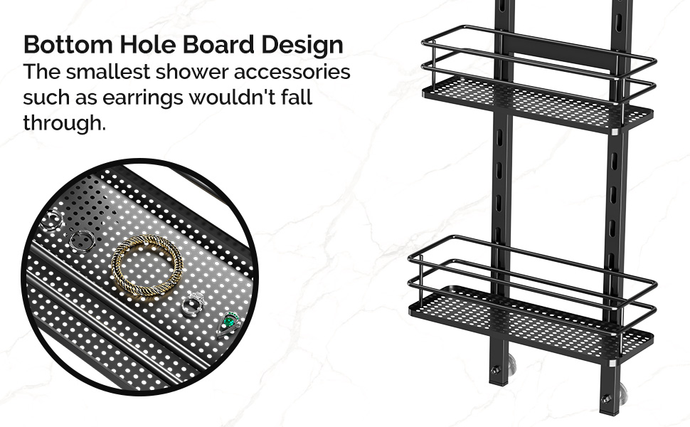 Adjustable Hanging Over the Shower Door Caddy with Hooks, Bathroom Organizer Shelf Storage Rack