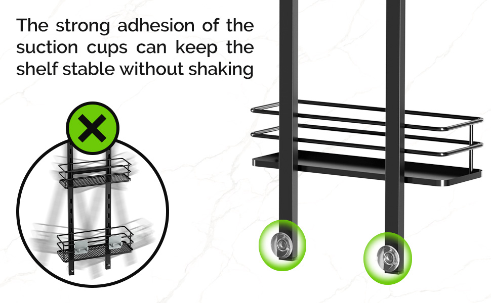 Adjustable Hanging Over the Shower Door Caddy with Hooks, Bathroom Organizer Shelf Storage Rack