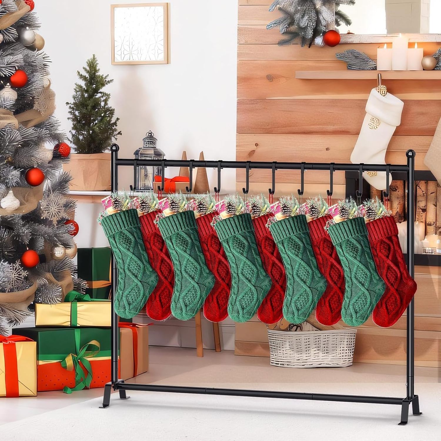 Christmas Stocking Holder Stand with 10 Hooks, 45 