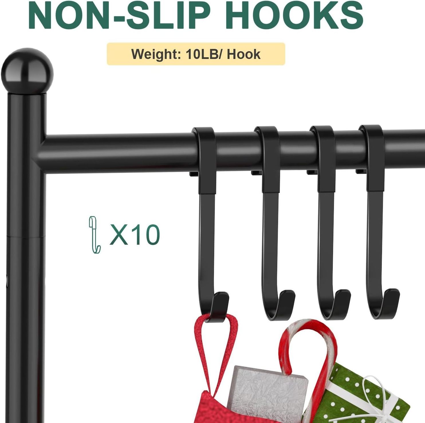 Christmas Stocking Holder Stand with 10 Hooks, 45 