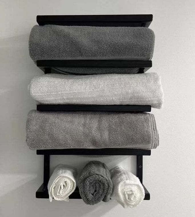 Bathroom Towel Rack Wall Mounted Decor, Industrial Pipe Holder, Shower Caddy, Shelf and  bar With Wood Tray