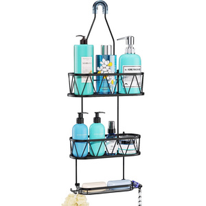 Shower Caddy over Shower Head, Rustproof & Waterproof Hanging Shower Caddy wif Soap Holder & 4 Hooks, No Drilling Hanging Shower